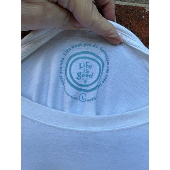 Life is Good "Drive Time" Golf T-Shirt Short Sleeve White Large - Picture 3 of 4